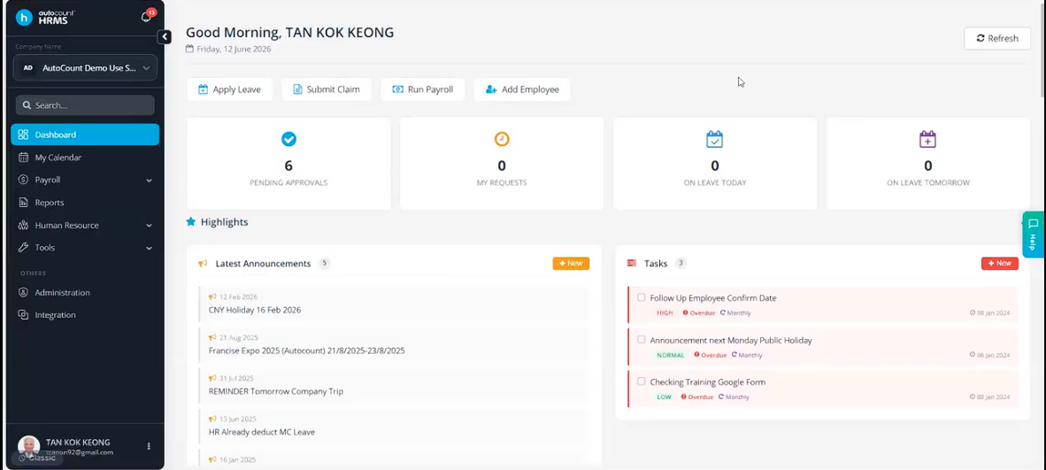New dashboard UI